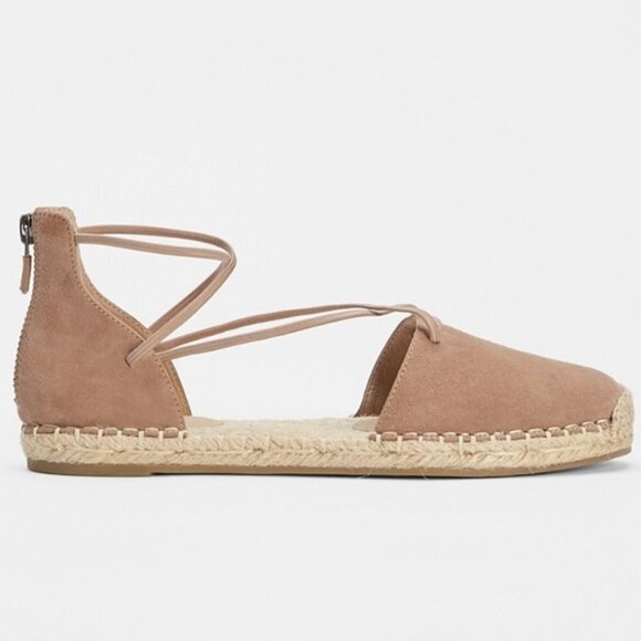 Eileen Fisher Criss Cross Lace Suede Espadrille 5 earth - Picture 2 of 12